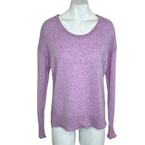 Rachel Zoe 100% 2 Ply Cashmere Long Sleeve Shirt, Purple, Scoop Neck, Size S